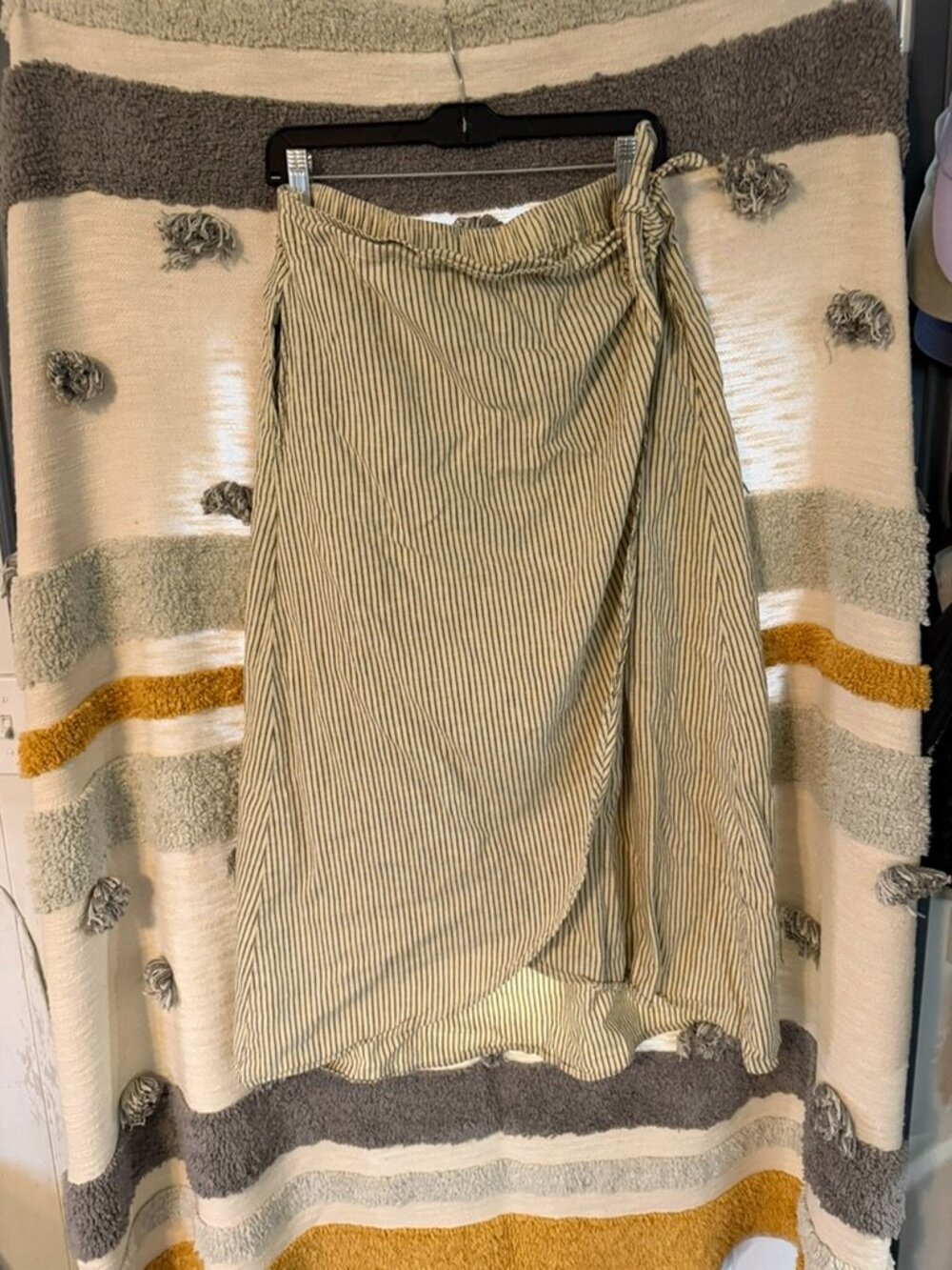 Toad&Co Sunkissed Wrap Skirt Stripe Midi Tan Cream Black Travel Plus Size XL